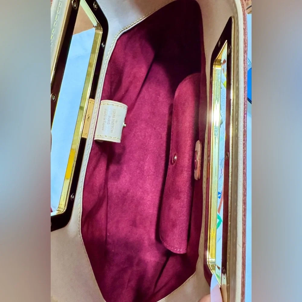 Louis Vuitton Multicolor MM White Monogram Satchel Gold Chain Medium Bag ✨ - Picture 8 of 16